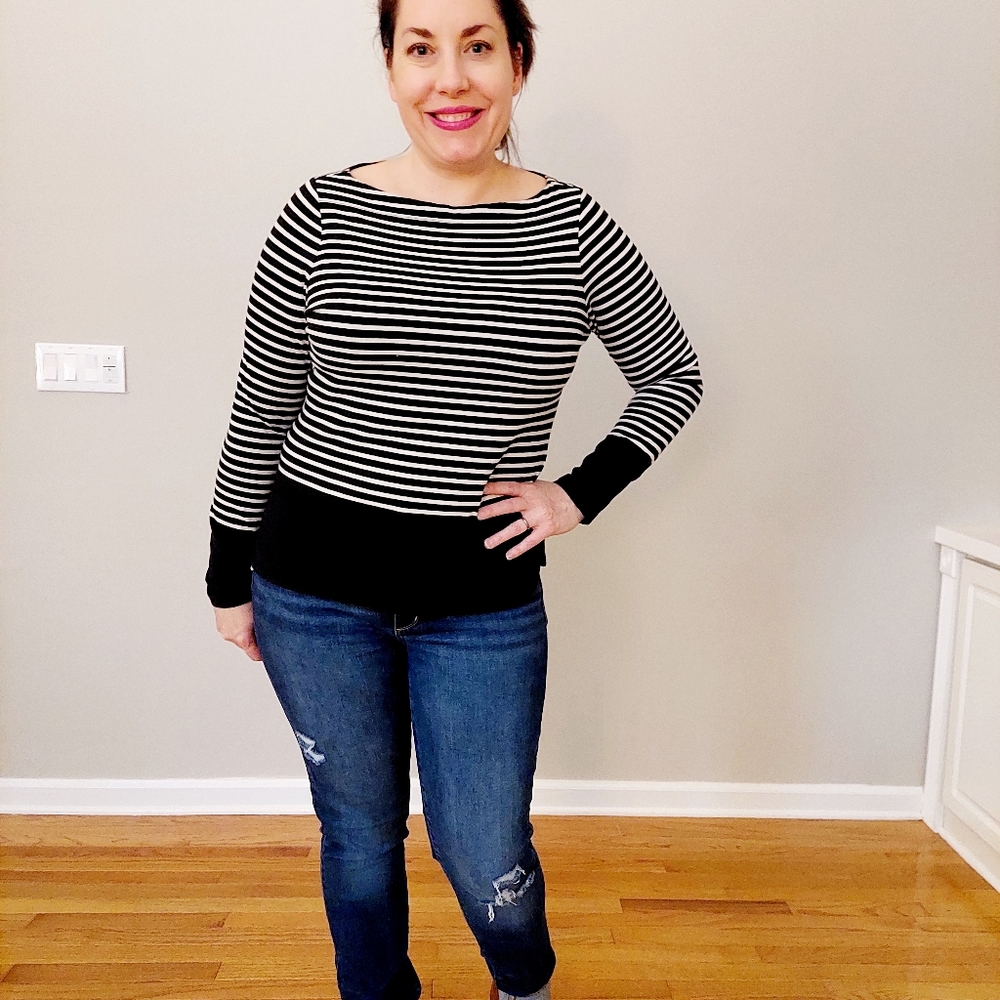 Color Block Striped Long Sleeve Top